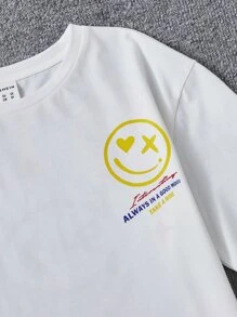 SHEIN 男孩卡通和標語圖案T恤