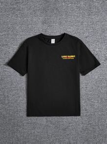 SHEIN Boys Cartoon Graphic Tee - Black - View 4