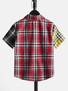 SHEIN Boys Plaid Print Colourblock Shirt - Multicolor - View 2