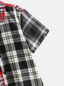 SHEIN Boys Plaid Print Colourblock Shirt - Multicolor - View 4
