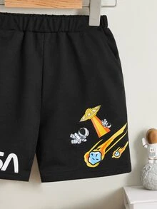 SHEIN 小男童字母和卡通圖案短褲