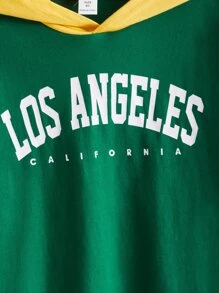 SHEIN Boys Letter Graphic Colourblock Hooded Tee & Track Shorts - Multicolor - View 4