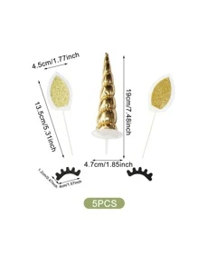 5pcs Unicorn Design Cake Topper - Multicolor - View 3