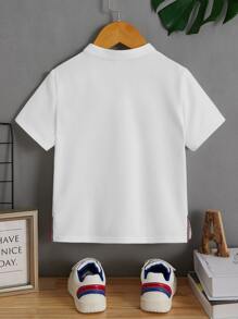 SHEIN 小男童人像和馬刺繡POLO衫