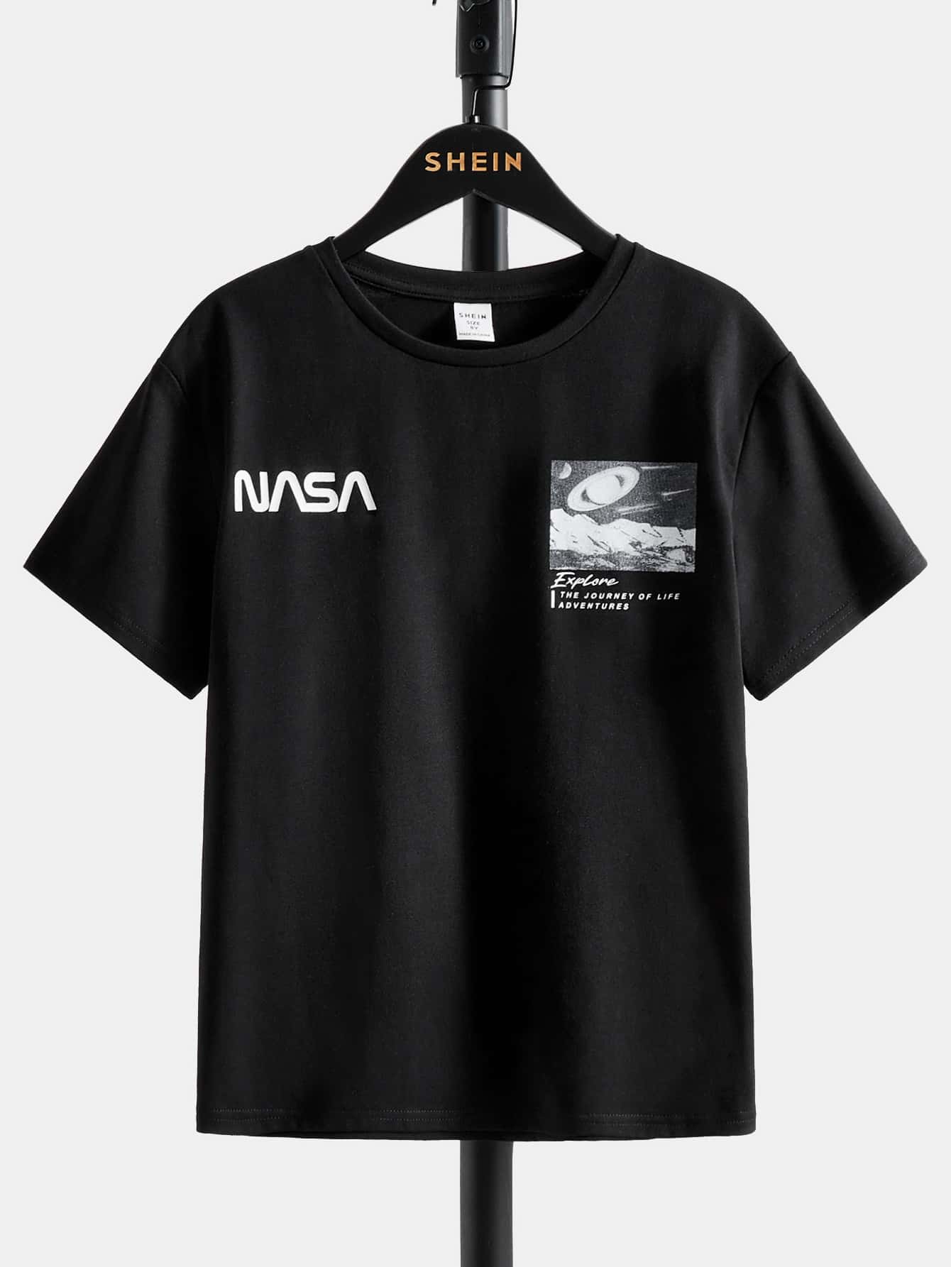 SHEIN Boys Letter Graphic Tee - Black - View 1