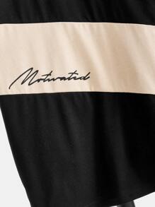 SHEIN Boys Letter Graphic Two Tone Tee & Shorts - Black - View 3