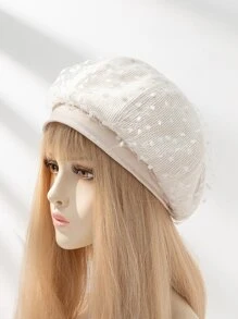 Polka Dot Beret - Beige - View 1