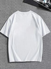 Claim Dot 男士字母圖案落肩T恤 - 白色 - 查看 2