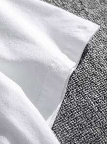 Claim Dot 男士字母圖案落肩T恤 - 白色 - 查看 4