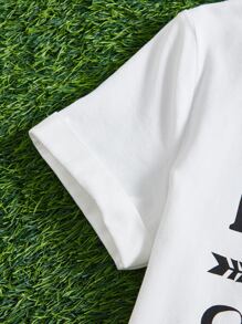 SHEIN Girls Slogan & Cartoon Graphic Tee - White - View 4