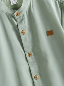 SHEIN Boys Patched Detail Button Front Shirt & Trousers - Multicolor - View 3