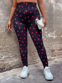 Calvaya Plus Heart Print Leggings - Multicolor - View 3