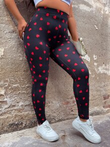 Calvaya Plus Heart Print Leggings - Multicolor - View 6