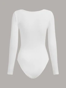 SHEIN Essnce Sweetheart Neck Ruched Front Bodysuit - White - View 2