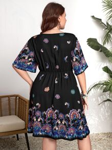 EMERY ROSE Vestido con estampado floral de cuello V