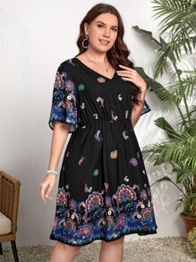 EMERY ROSE Vestido con estampado floral de cuello V