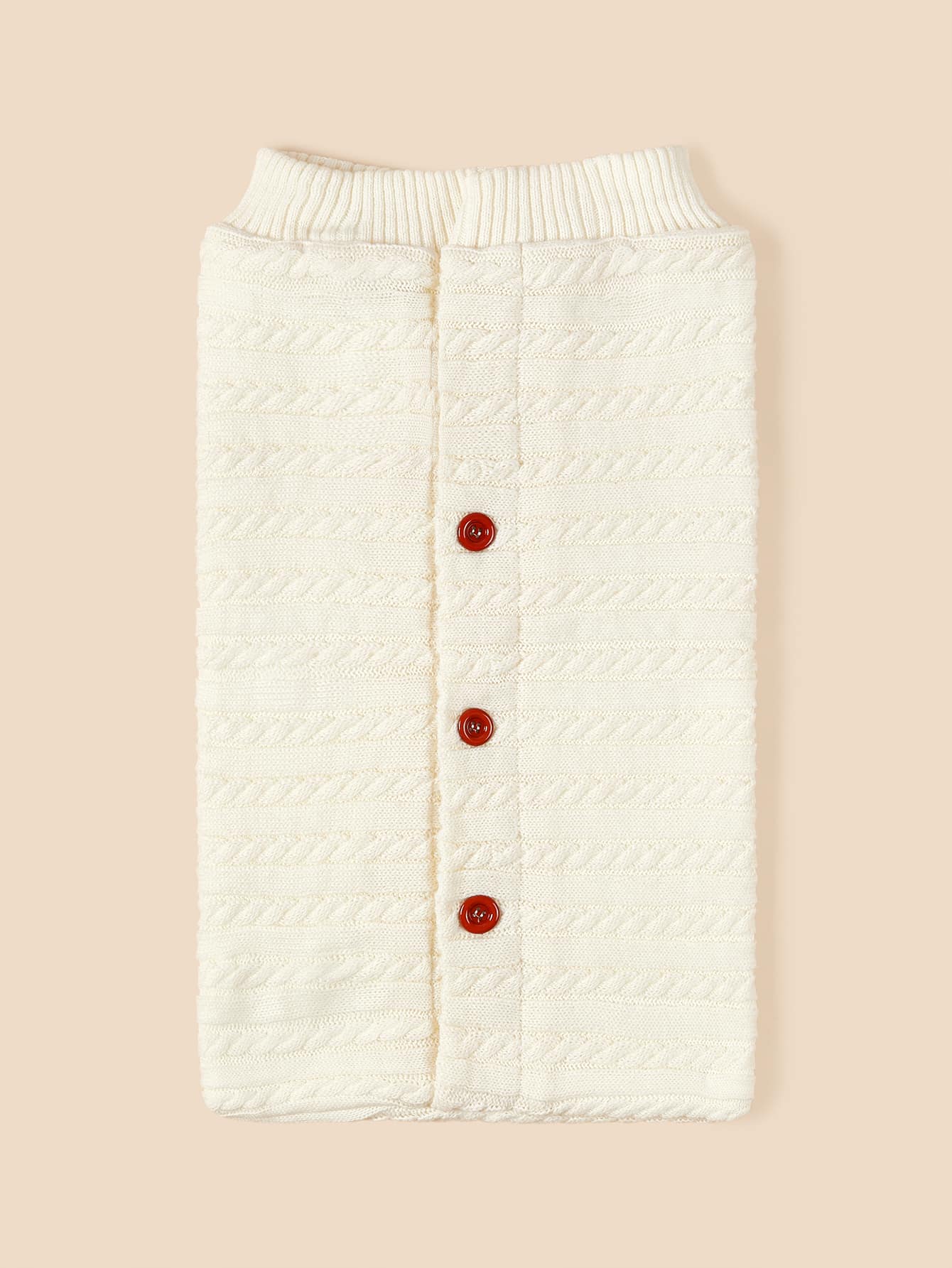 1入組嬰兒前紐扣繈褓毯 - 米色 - 查看 1