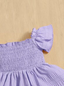 SHEIN 嬰兒上身打攬蝴蝶袖連衣裙 - 紫色 - 查看 3