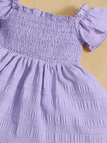 SHEIN 嬰兒上身打攬蝴蝶袖連衣裙 - 紫色 - 查看 4