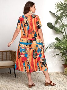 EMERY ROSE Plus Allover Print Tunic Dress - Multicolor - View 2