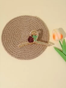 花朵装饰发爪发夹发夹发颚夹发夹 - 金色 - 查看 1