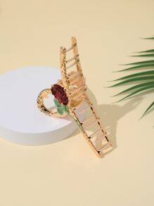 花朵装饰发爪发夹发夹发颚夹发夹 - 金色 - 查看 3