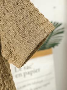 Toddler Boys Solid Button Front Shirt & Shorts Without Tee - Khaki - View 3