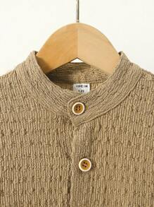 Toddler Boys Solid Button Front Shirt & Shorts Without Tee - Khaki - View 5