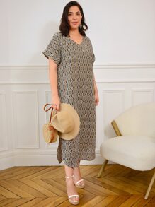 EMERY ROSE Đầm Plus Size Chia Hình học Boho - Nhiều màu - Xem 4