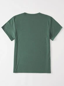INAWLY Plus Heart Print Tee For Summer - Dark Green - View 2