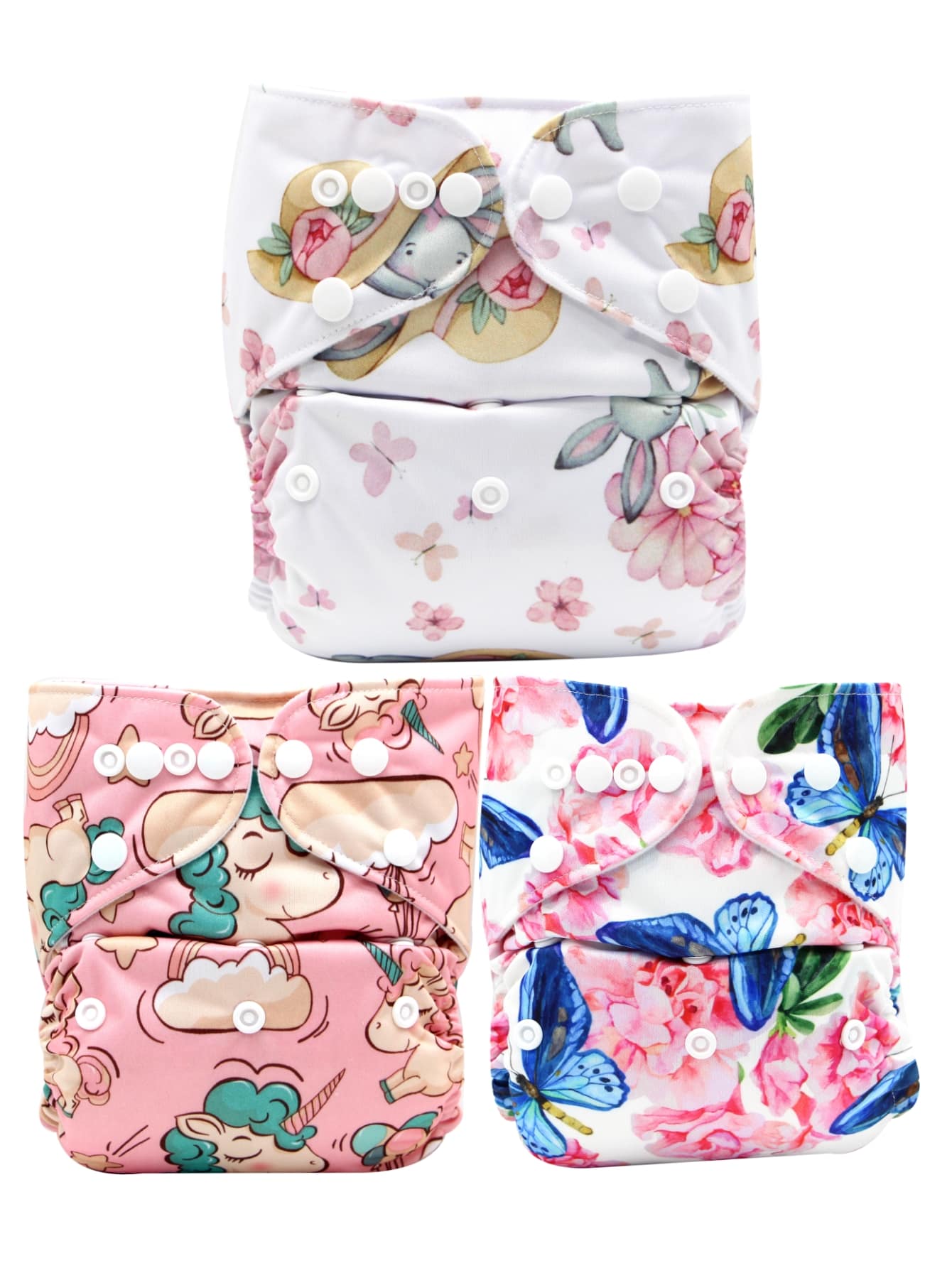 3入組嬰兒卡通圖案尿布