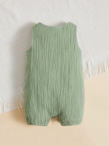 SHEIN Baby Boy Solid Sleeveless Romper - Mint Green - View 2