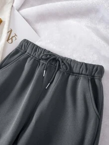 INAWLY Solid Drawstring Waist Thermal Lined Sweatpants Graduation,Back To School Outfits,Graduation,Teacher Outfits For Women,Back To School - Dark Grey - View 5