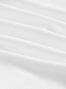 SHEIN MOD 撞色滾邊前繫帶短款T恤 - 白色 - 查看 4