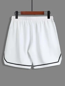 Aesthetic Post Quần Short Nam Dây kéo Túi Lá thư Giải trí - trắng - Xem 2