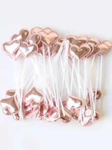 50pcs Rose Gold Heart Cake Toppers For Birthday Party - Rose Gold - View 3