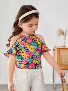 SHEIN 小女童印花挖肩襯衫 - 彩色 - 查看 1