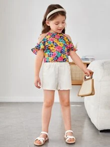 SHEIN 小女童印花挖肩襯衫 - 彩色 - 查看 3