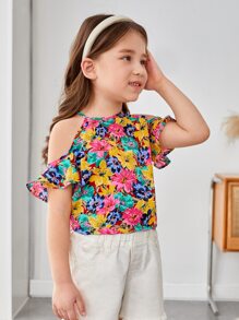 SHEIN 小女童印花挖肩襯衫 - 彩色 - 查看 5