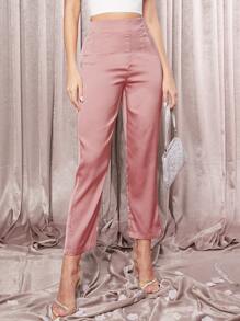 SHEIN BAE High Waist Satin Pants - Dusty Pink - View 1