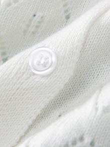 Baby Solid Pointelle Knit Cardigan - White - View 3