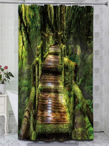 Rèm tắm họa tiết cây & cầu - Nhiều màu - Xem 1