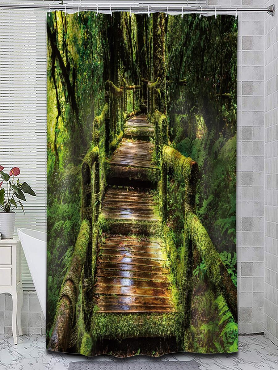 Rèm tắm họa tiết cây & cầu - Nhiều màu - Xem 1