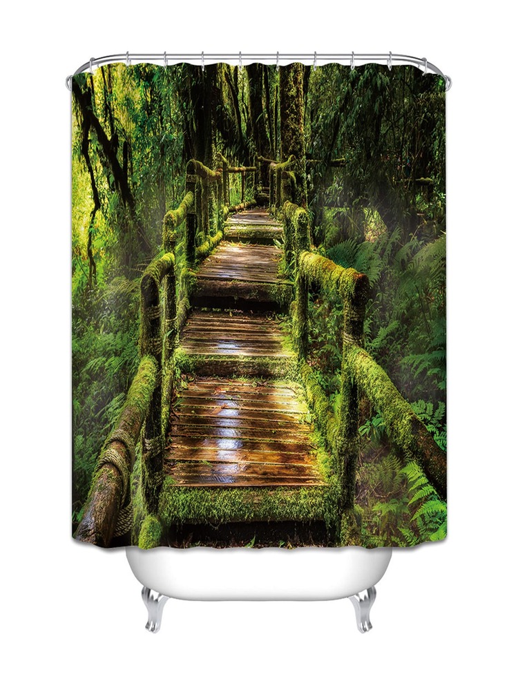 Rèm tắm họa tiết cây & cầu - Nhiều màu - Xem 2