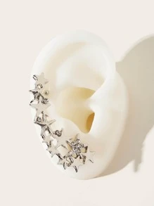 1pc Star Decor Stud Earring - Silver - View 2