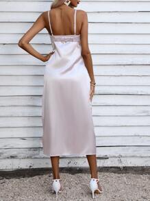 SHEIN Unity Solid Satin Cami Dress - Baby Pink - View 2