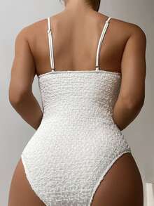 Cut-out Tie Front One Piece Swimsuit - White - View 2