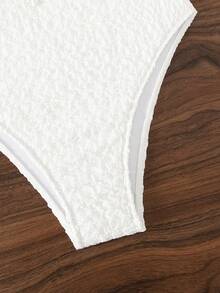 Cut-out Tie Front One Piece Swimsuit - White - View 4