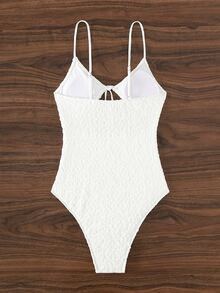 Cut-out Tie Front One Piece Swimsuit - White - View 7