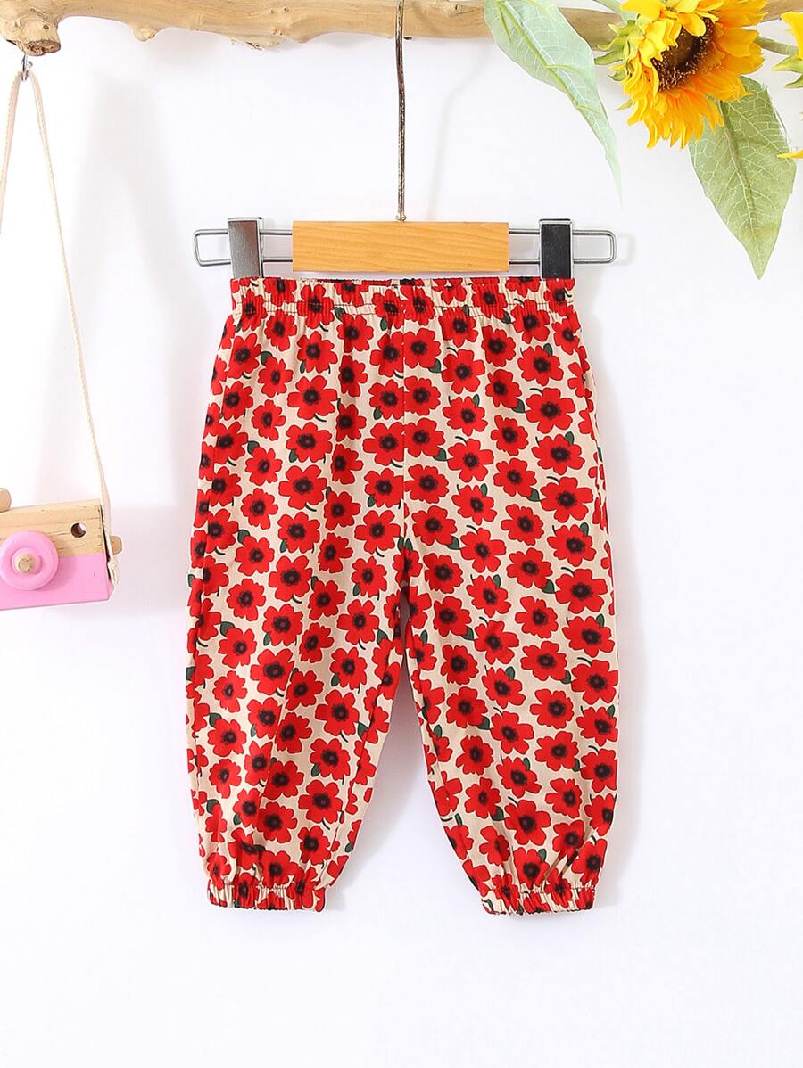 Baby Allover Floral Print Trousers - Multicolor - View 1